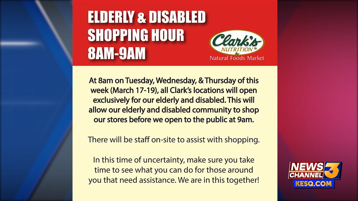 Clark's Nutrition open early exclusively elderly and disabled shoppers