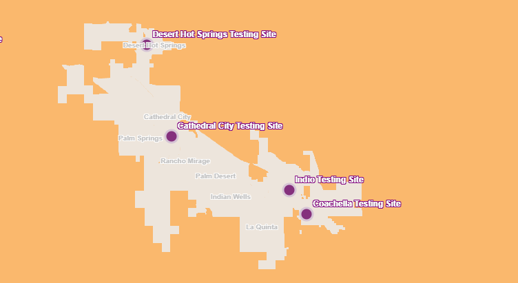 RIVERSIDE COUNTY CORONAVIRUS TESTING SITES MAP