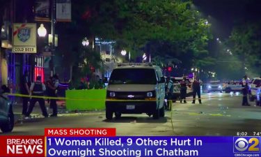 Police are looking for two gunmen in a shooting in Chicago early Saturday that sent 10 people to the hospital