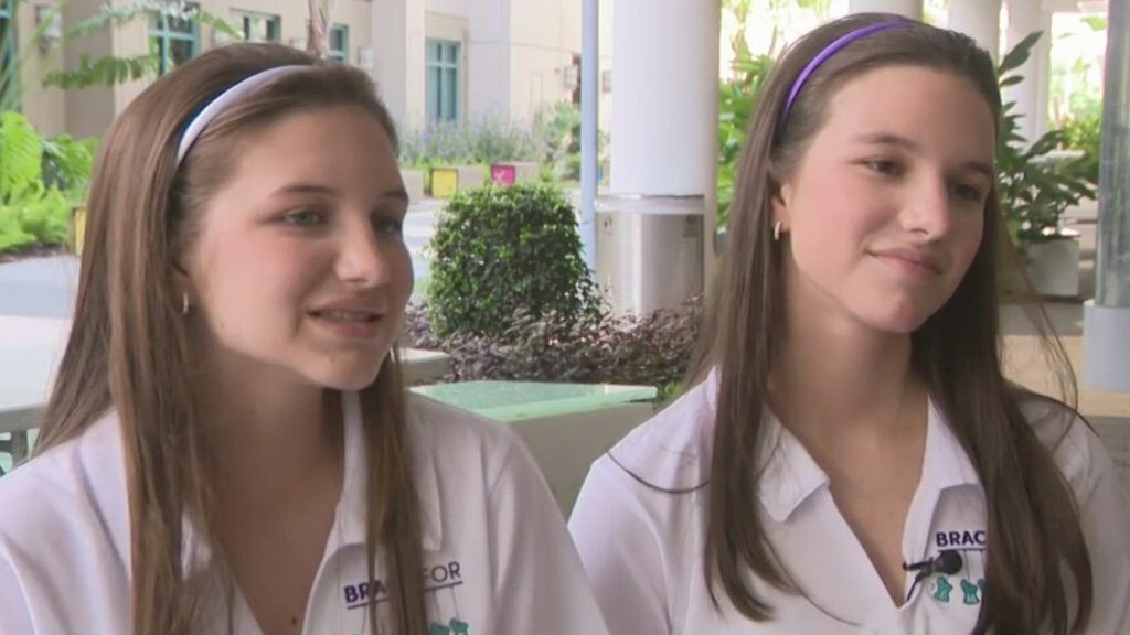 <i>WFOR</i><br/>Twin sisters Delaney and Hadley Robertson  created the BraceTrack app.