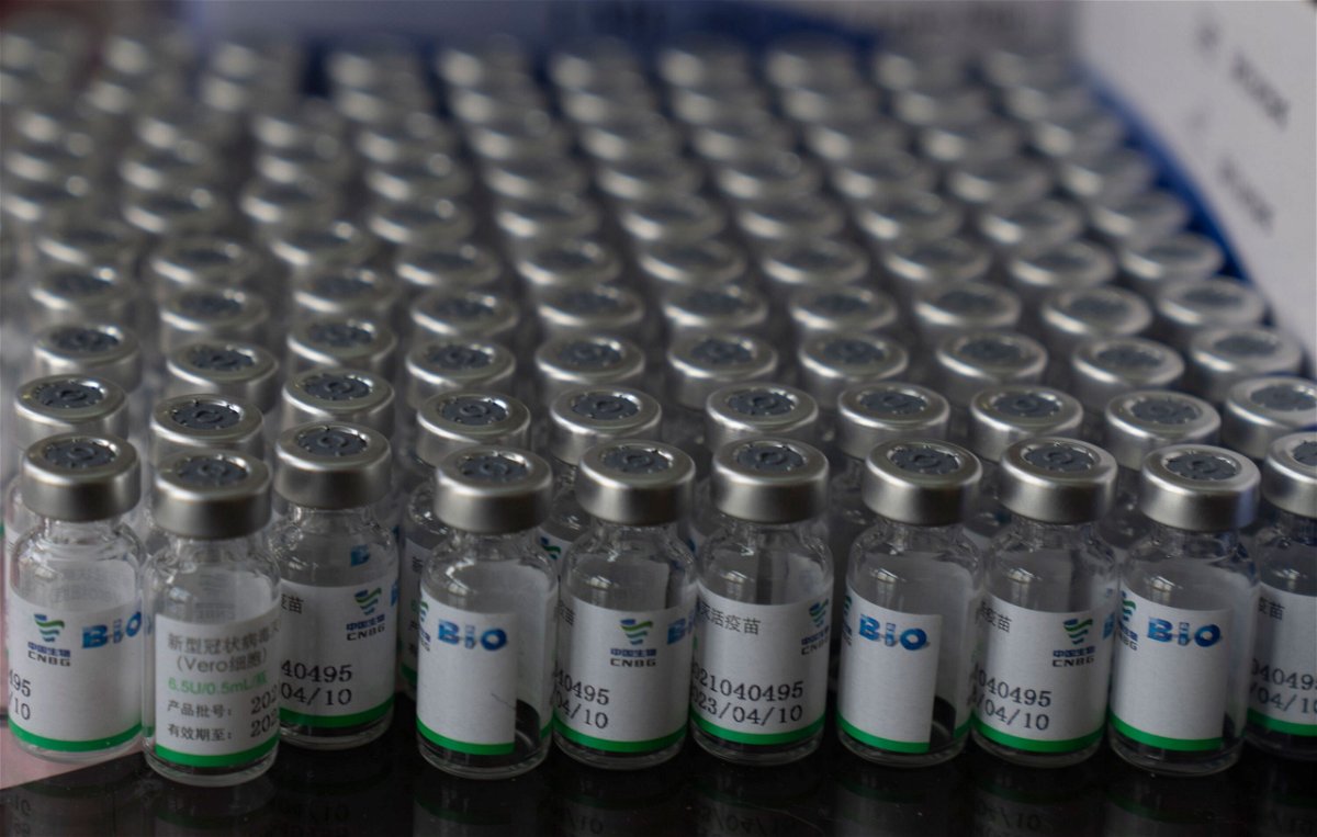 <i>Juan Karita/AP</i><br/>Empty vials of vaccines sit in a tray during a vaccination campaign for people over 40 in La Paz