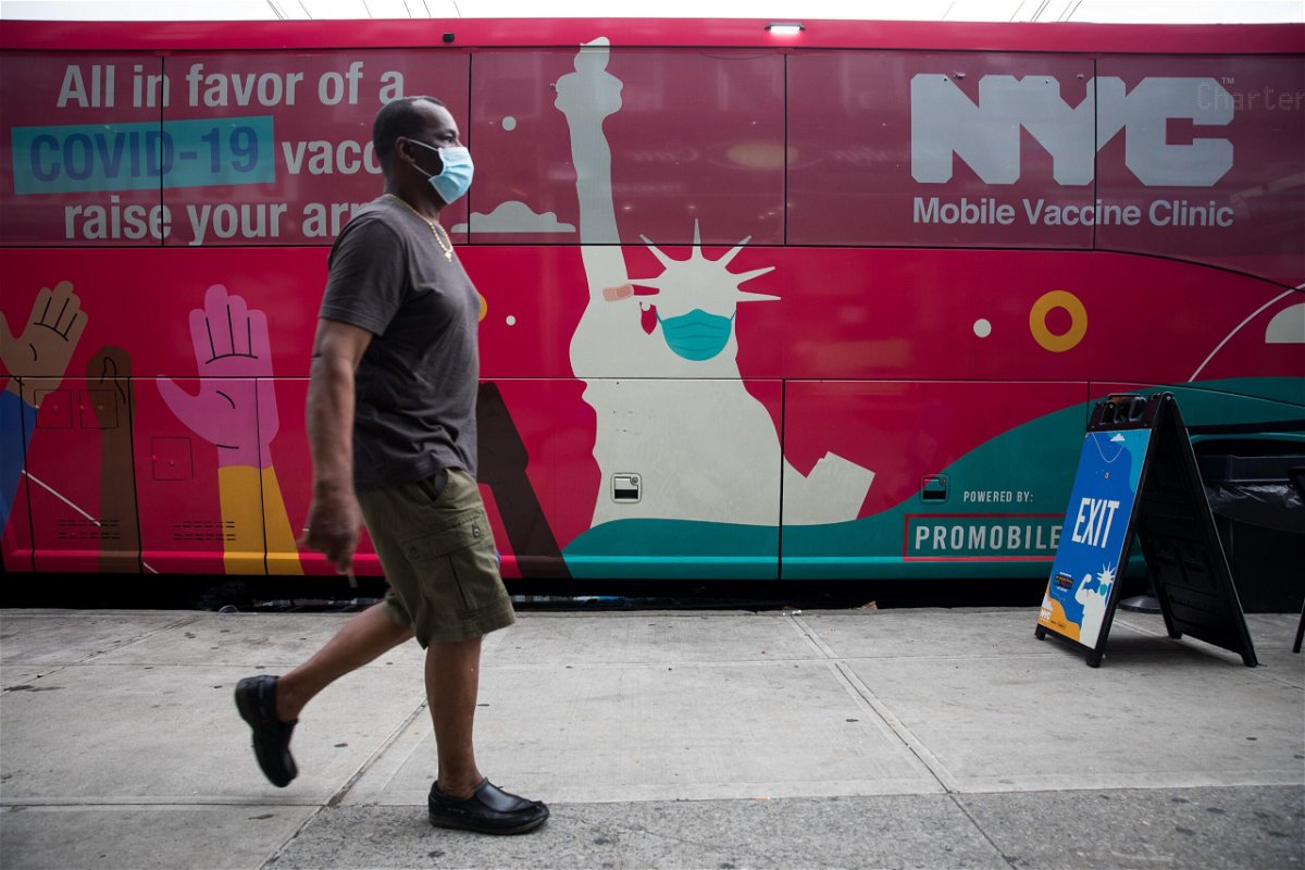 <i>Michael Nagle/Bloomberg/Getty Images</i><br/>A mobile Covid-19 vaccine site in the East Flatbush neighborhood of Brooklyn.