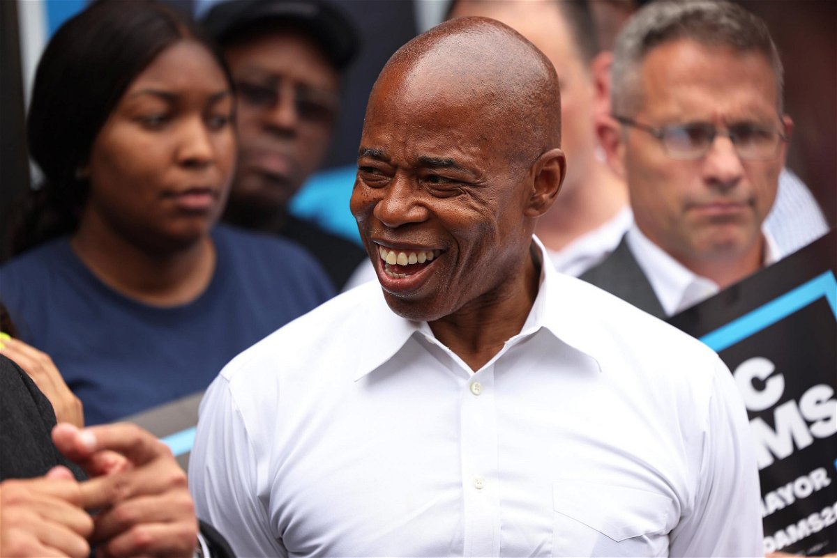 <i>Michael M. Santiago/Getty Images</i><br/>Brooklyn Borough President Eric Adams maintains a narrow lead in newly released NYC mayoral voting results. Adams is seen here at a Get Out the Vote rally in New York City on June 21.