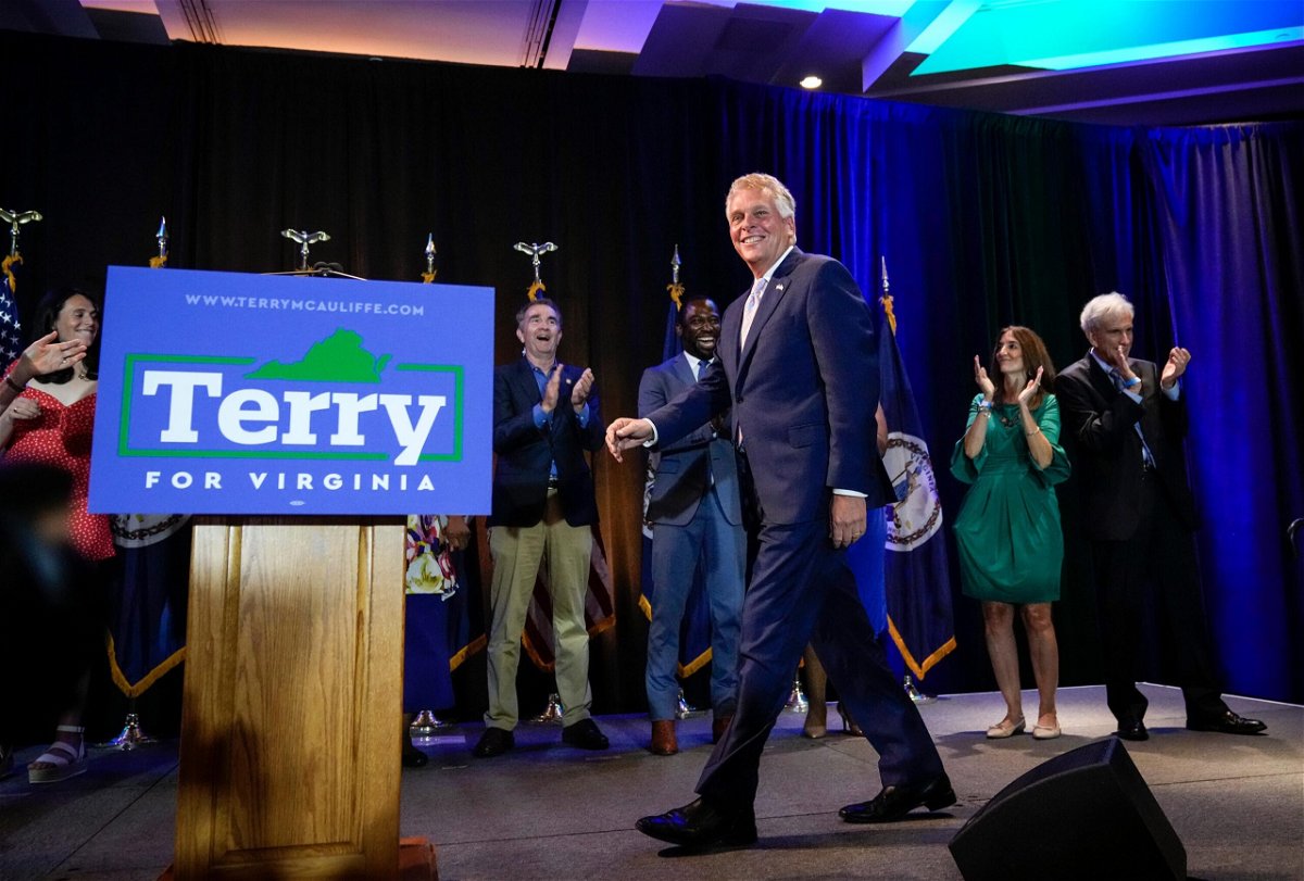 <i>Drew Angerer/Getty Images</i><br/>Virginia gubernatorial candidate Terry McAuliffe (D-VA) will receive a campaign boost from President Joe Biden who will campaign for him Friday.