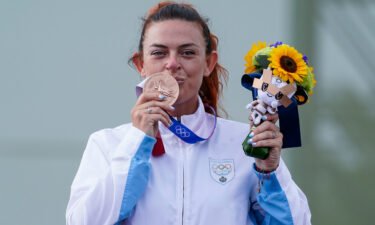 Perilli celebrated her bronze finish