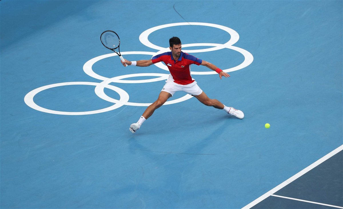 <i>Ezra Shaw/Getty Images</i><br/>Novak Djokovic plays a forehand against Alexander Zverev.