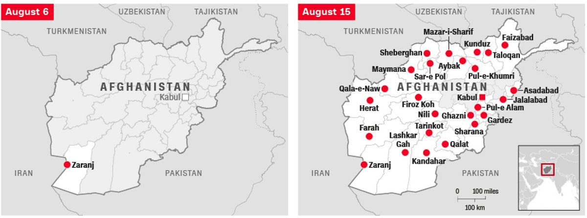 <i>CNN</i><br/>This graphic shows the cities in Afghanistan conquered by the Taliban from August 6 to August 15.