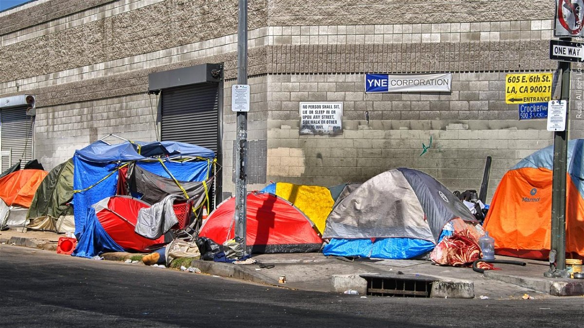 Homeless tents in Los Angeles Skid Row., Photo Date: 7/8/2018