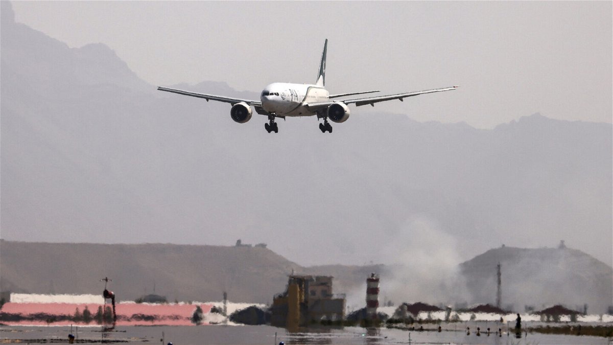 <i>Karim Sahib/AFP/Getty Images</i><br/>A Pakistan International Airlines passenger plane from Islamabad touched down in Kabul on Monday morning.