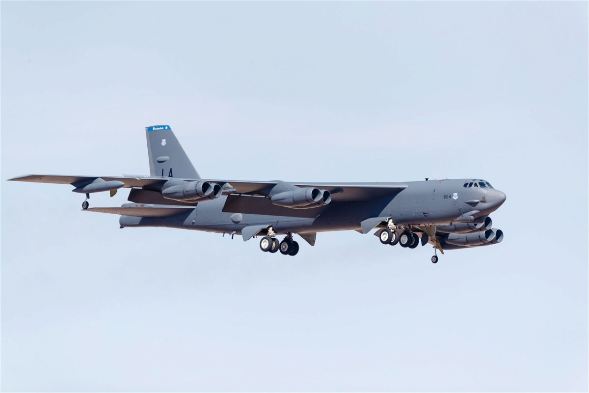 <i>Rob Edgcumbe/STKRF/AP Photo</i><br/>A file photo of a US Air Force B-52H Stratofortress on final approach to Nellis Air Force Base