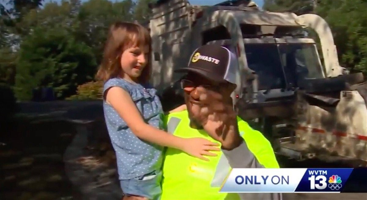 <i>WVTM</i><br/>No one is more excited to see the garbage truck driving down their street than Emma Grace Johnson