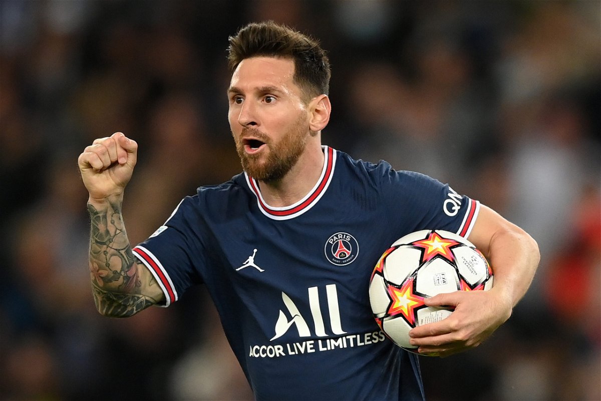 <i>Matthias Hangst/Getty Images Europe/Getty Images</i><br/>Lionel Messi of Paris Saint-Germain celebrates after scoring their side's second goal during the UEFA Champions League group A match between Paris Saint-Germain and RB Leipzig at Parc des Princes on October 19