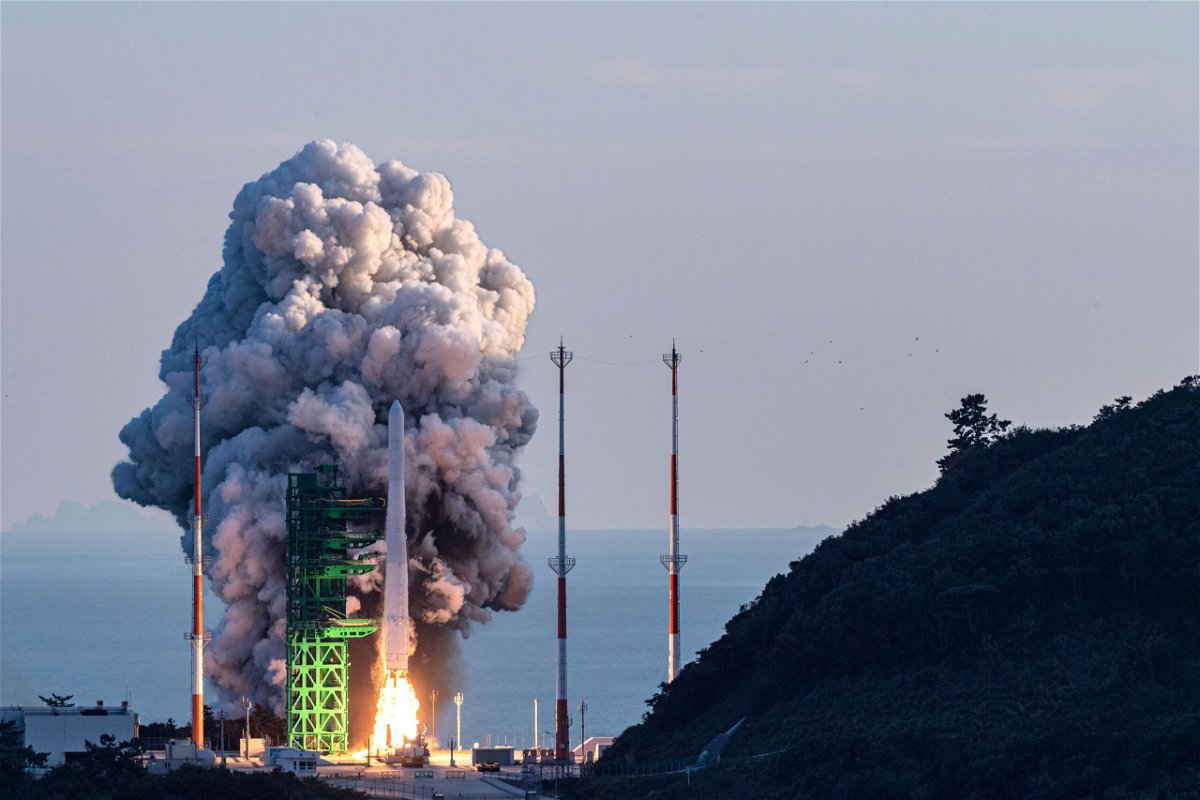 <i>Korea Pool/Yonhap/AP</i><br/>The Nuri rocket lifts off at the Naro Space Center in Goheung