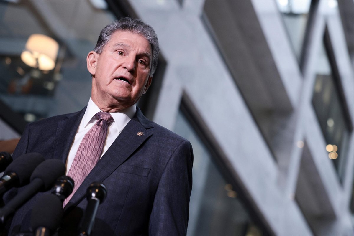 <i>Anna Moneymaker/Getty Images</i><br/>Sen. Joe Manchin (D-WV) speaks at a press conference outside his office on Capitol Hill on October 06
