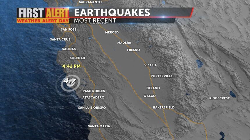 4.7 Earthquake strikes North of Paso Robles - KESQ