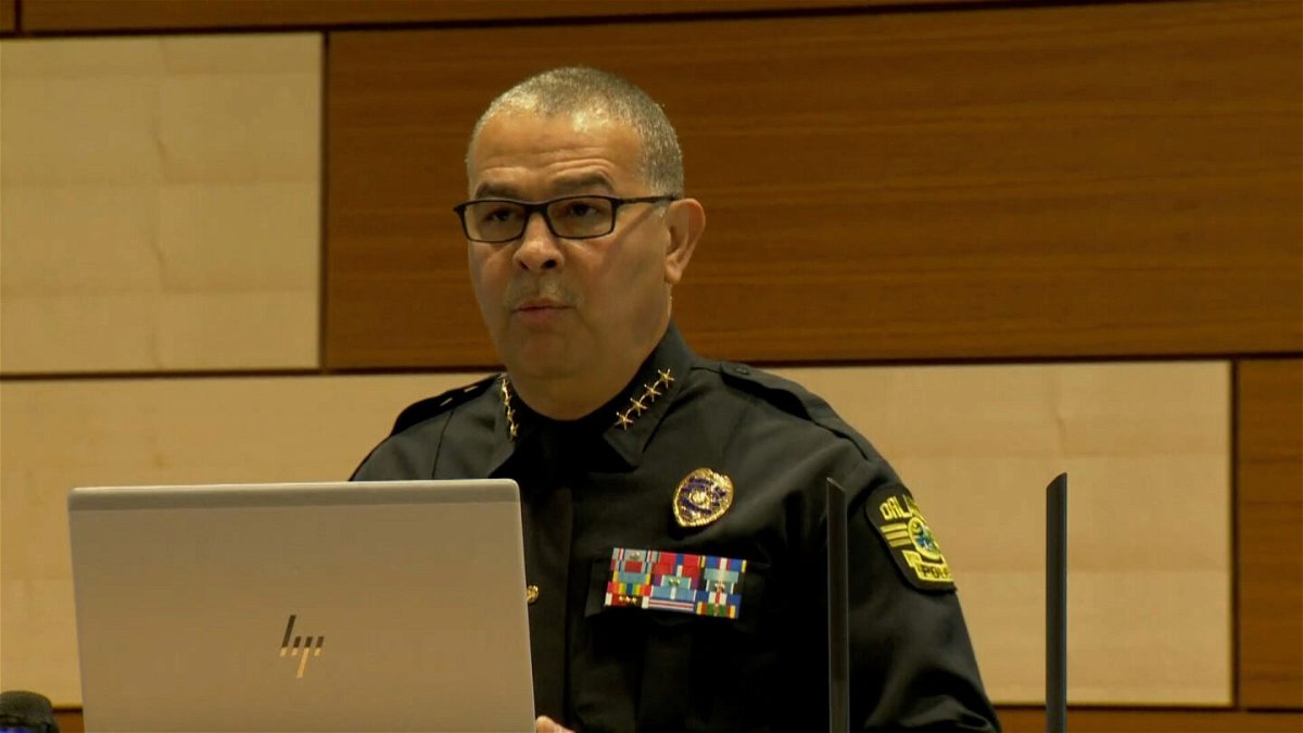<i>WESH</i><br/>Orlando Police Chief Orlando Rolón speaks a at news conference Monday