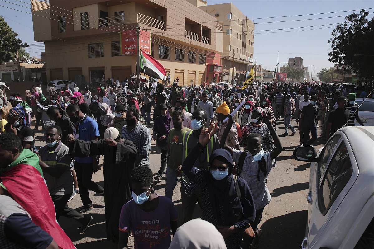 <i>Marwan Ali/AP</i><br/>Protesters denounce the October 25 military coup in Khartoum