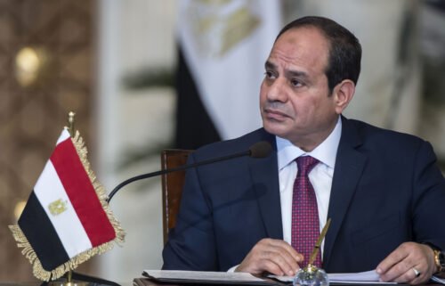 Egyptian President Abdel Fattah al-Sisi attends a press conference with his Russian counterpart (unseen) following their talks at the presidential palace in the capital Cairo on December 11