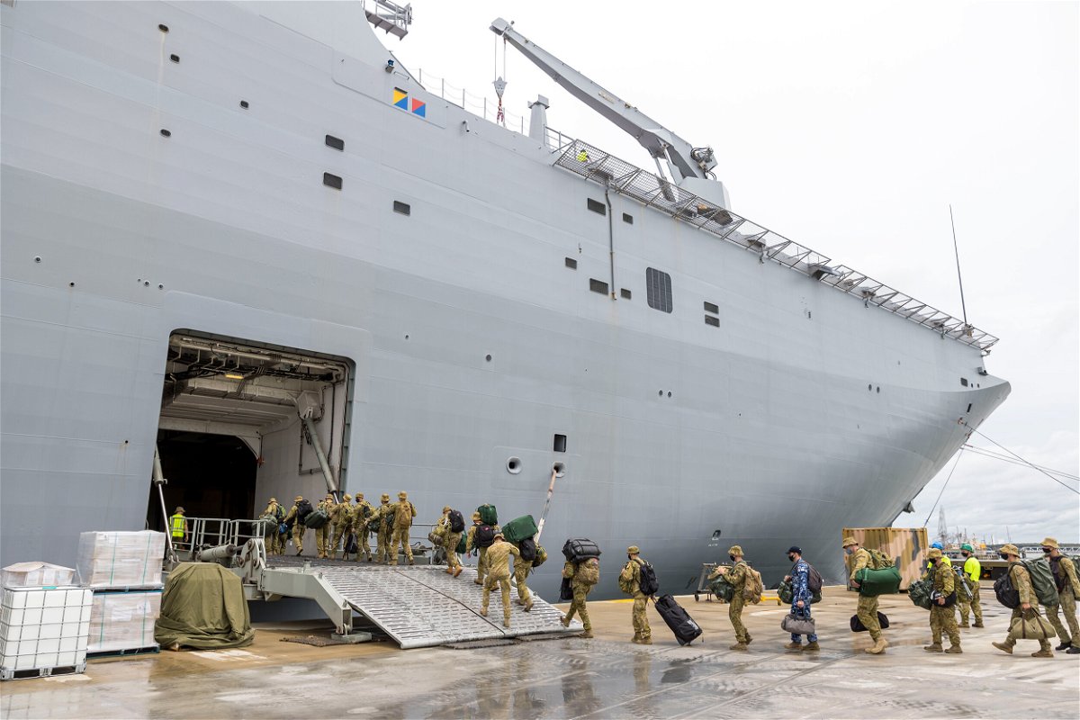 <i>Australian Defence Force/Getty Images/FILE</i><br/>More than 20 Covid-19 cases have been identified aboard an Australian navy ship sailing to disaster-hit Tonga