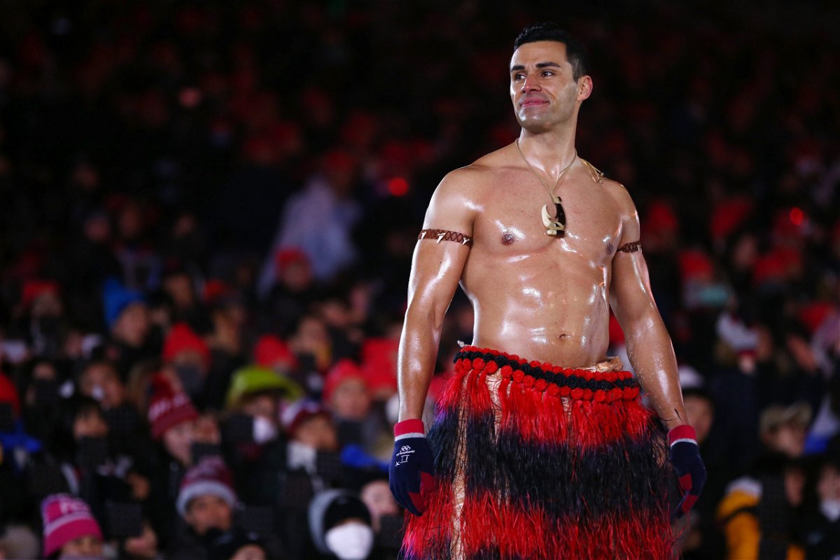<i>Dan Istitene/Getty Images</i><br/>Pita Taufatofua of Tonga stands on stage during the Closing Ceremony of the PyeongChang 2018 Winter Olympic Games at PyeongChang Olympic Stadium on February 25