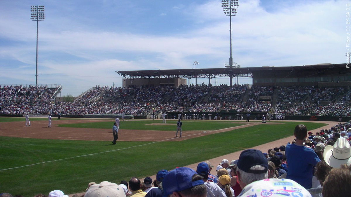 A Spring Training game at HoHoKam Stadium Mesa Arizona.