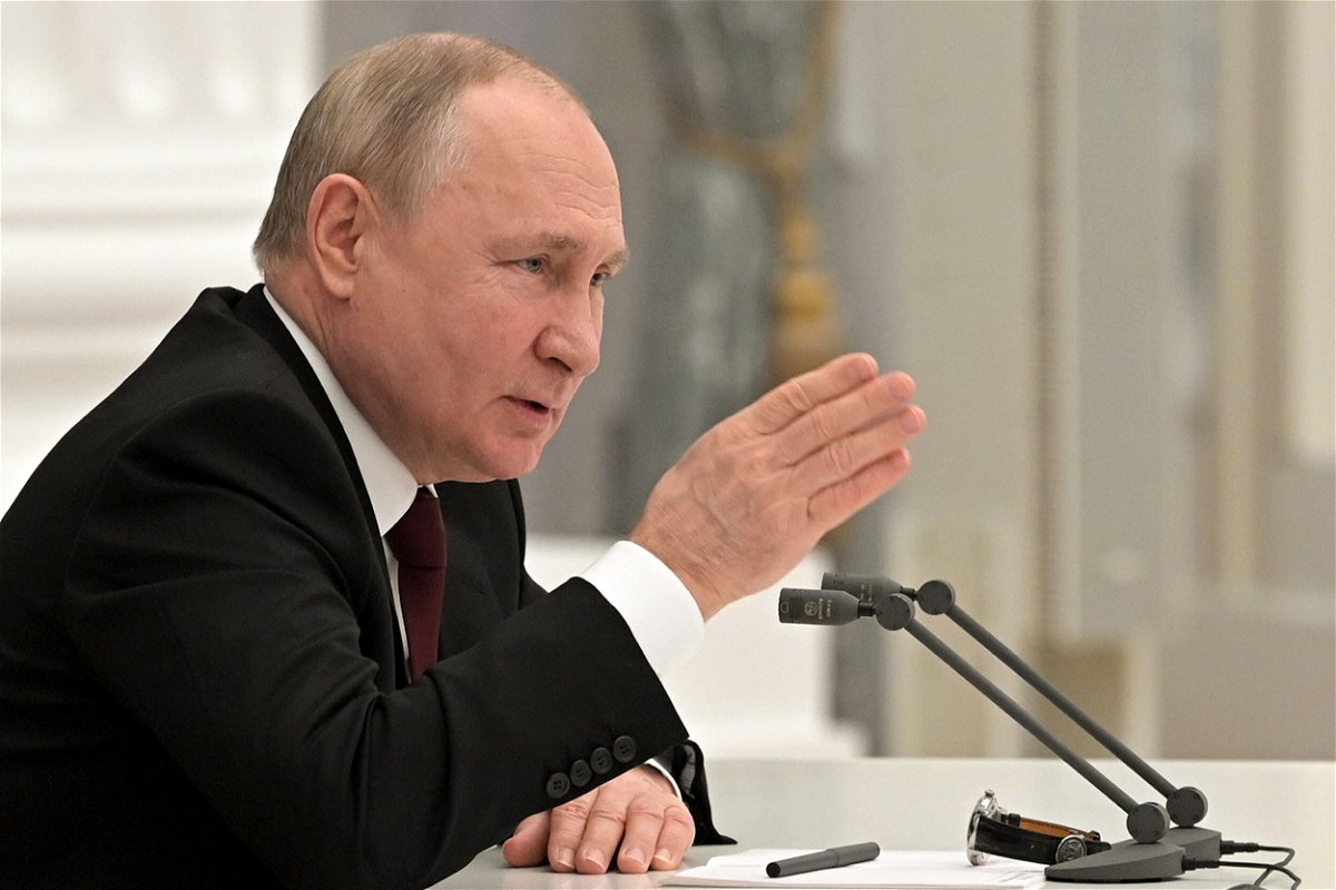 <i>Alexei Nikolsky/Sputnik/Kremlin/Pool/AP</i><br/>Russian President Vladimir Putin speaks during a Security Council meeting in the Kremlin on Monday.