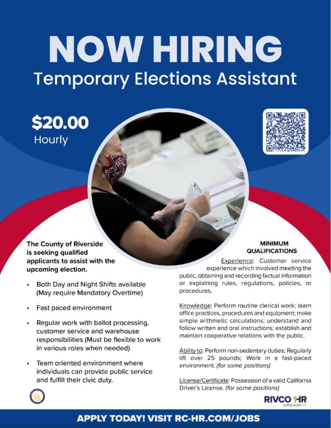 Riverside County Registrar of Voters creates 900 temporary positions to