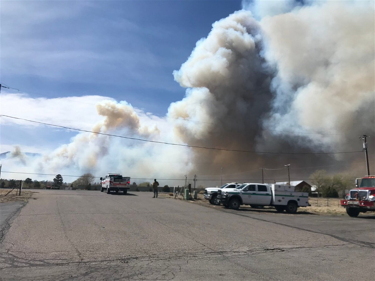 <i>Arizona Department of Transportation</i><br/>Fire crews on the ground build fire lines to slow the progress of the Tunnel Fire.