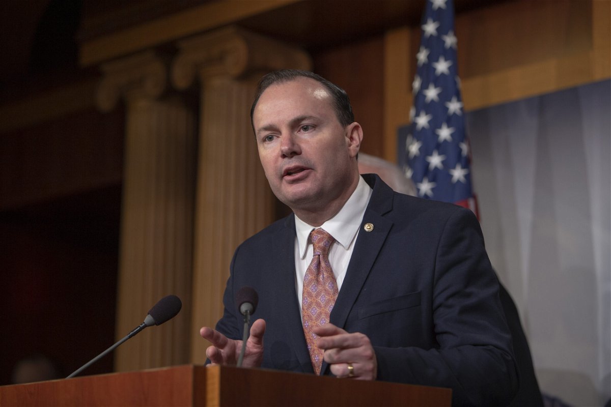 <i>Tasos Katopodis/Getty Images</i><br/>Republican Sen. Mike Lee of Utah speaks about a bill to end the US support for the war in Yemen in December 2018.