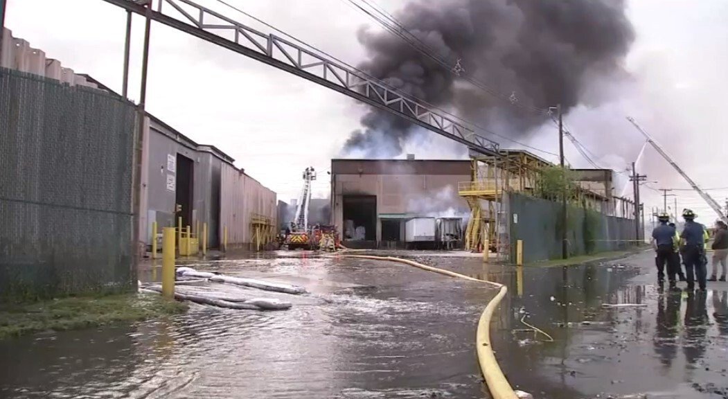 <i>WABC</i><br/>A body has been recovered after a massive five-alarm fire tore through a waste management facility in New Jersey on Tuesday.