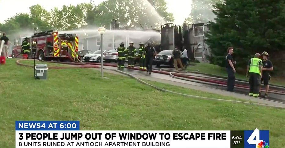 <i>WSMV</i><br/>Three people had to jump out of the window to escape an apartment complex fire.