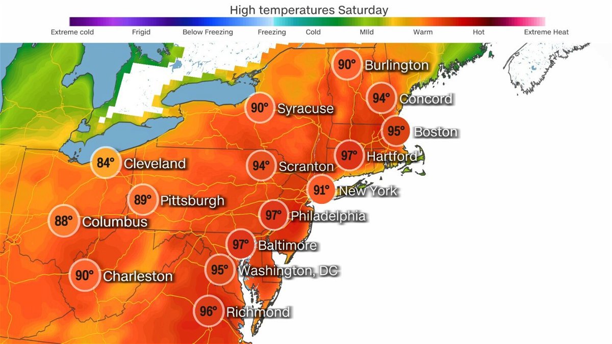 <i>CNN Weather</i><br/>Afternoon temperatures could climb into the 90s around the region