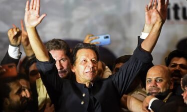 Former Pakistan Prime Minister Imran Khan during a convention in Lahore on May 18.