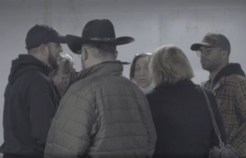 The Justice Department released videos on May 24 showing the leaders of the Oath Keepers and the Proud Boys meeting 24 hours prior to the January 6 attack. Seen here is a still from a video released in court.