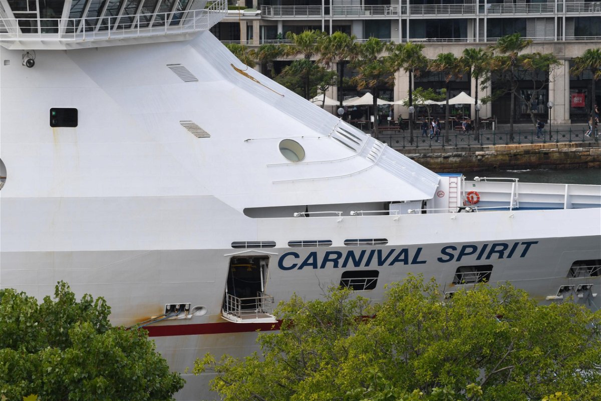 <i>James D. Morgan/Getty Images</i><br/>A Carnival Spirit cruise ship sits empty at Circular Quay on March 16