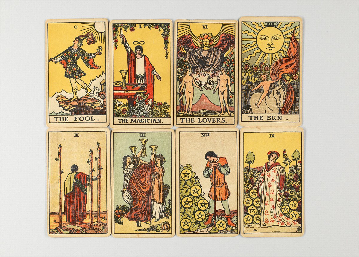 <i>Frances Mulhall Achilles Library; Whitney Museum of American Art</i><br/>The woman behind the world's most famous tarot deck was nearly lost in history. Eight cards from a vintage set of the Rider-Waite-Smith deck