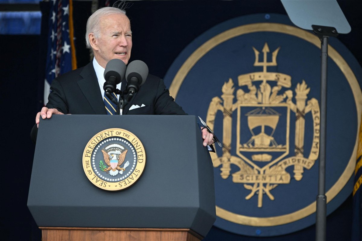 <i>Mandel Ngan/AFP/Getty Images</i><br/>US President Joe Biden on May 27 called on this year's graduating class at the US Naval Academy to be 