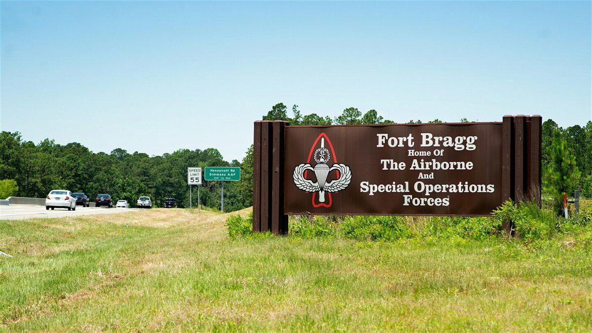 <i>Shutterstock</i><br/>Seen here is a sign identifying Fort Bragg Army Base. Named for Confederate General Braxton Bragg