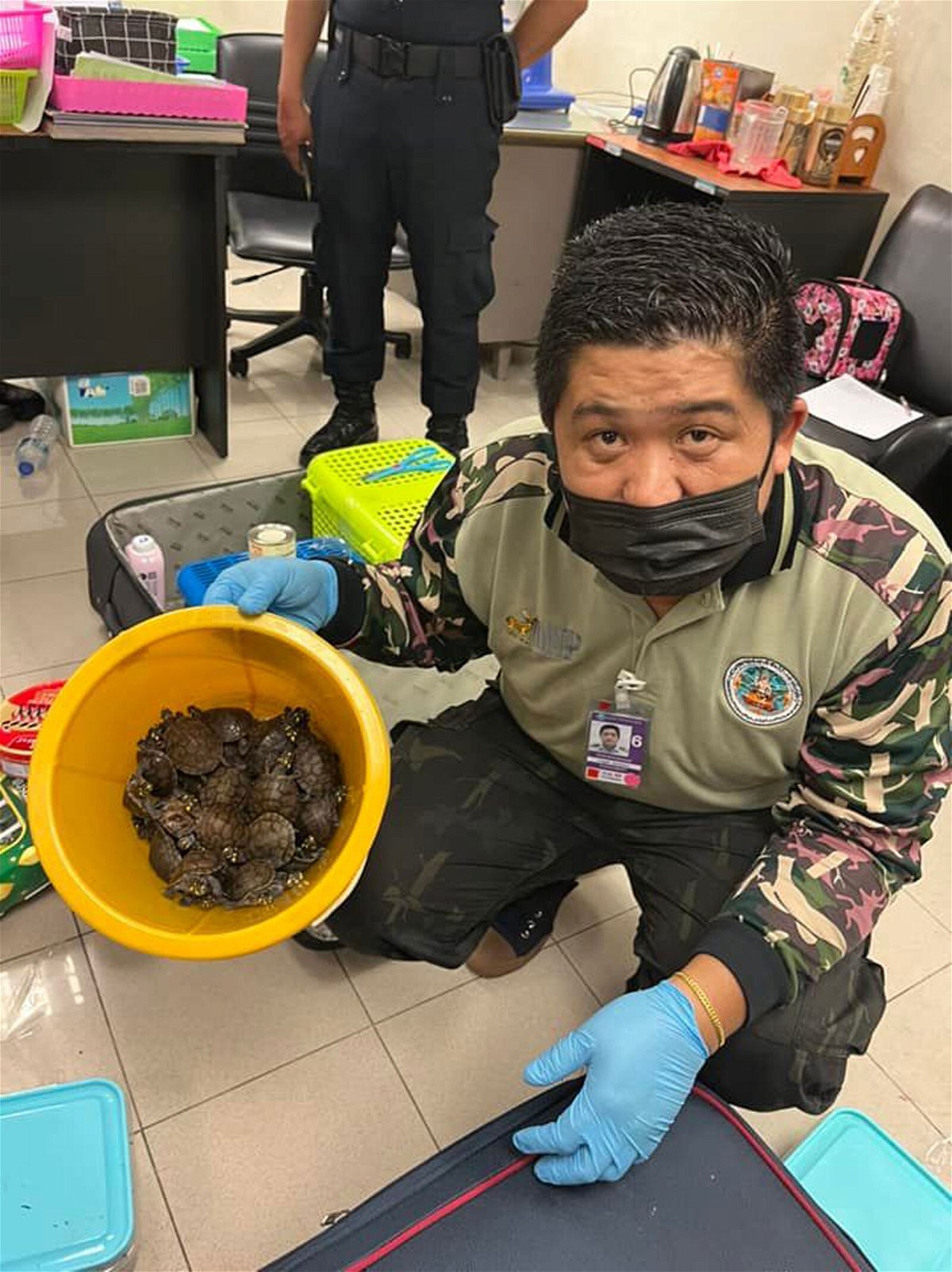 <i>Department of Natural Parks and Wildlife Conservation</i><br/>Two women were arrested at Bangkok's international airport with more than 100 animals in their luggage.
