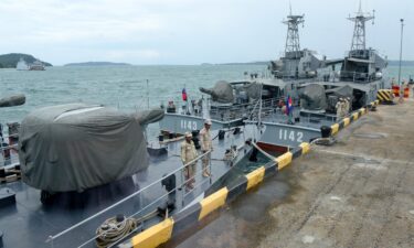 Cambodian naval personnel at the Ream Naval Base in Preah Sihanouk province