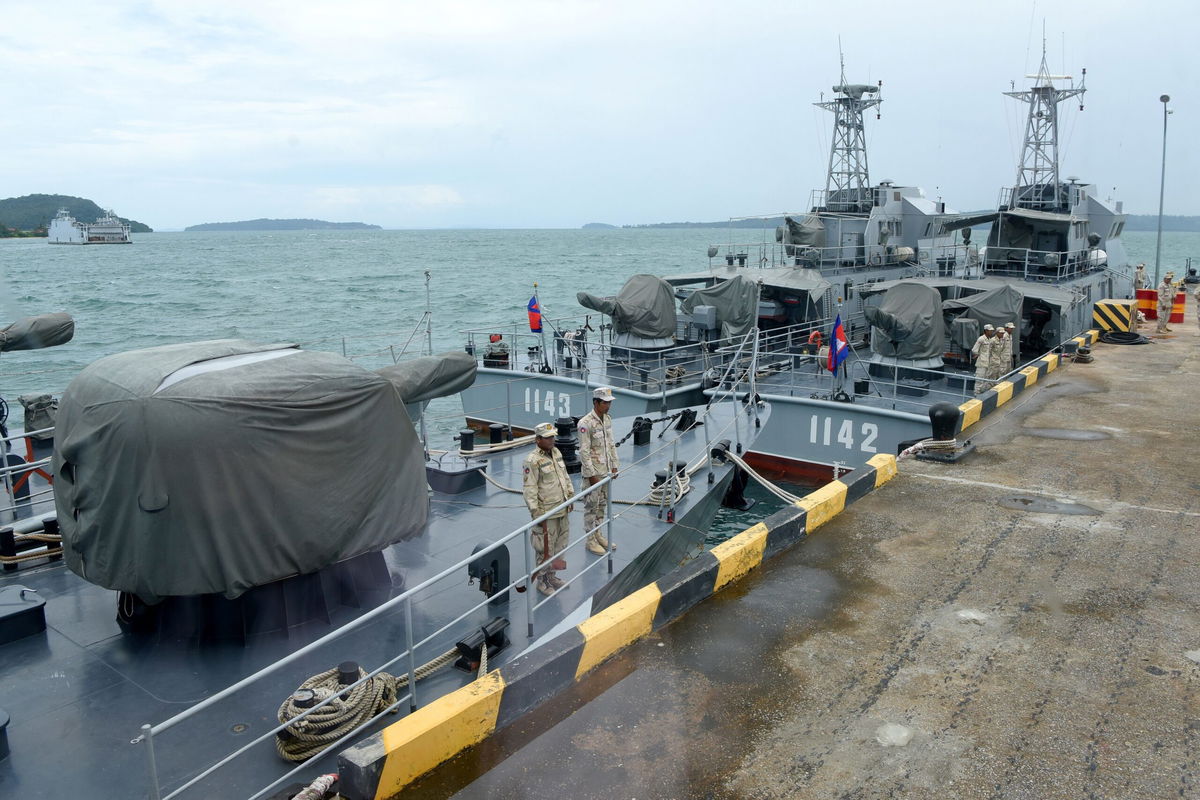 <i>Tang Chhin Sothy/AFP/Getty Images</i><br/>Cambodian naval personnel at the Ream Naval Base in Preah Sihanouk province