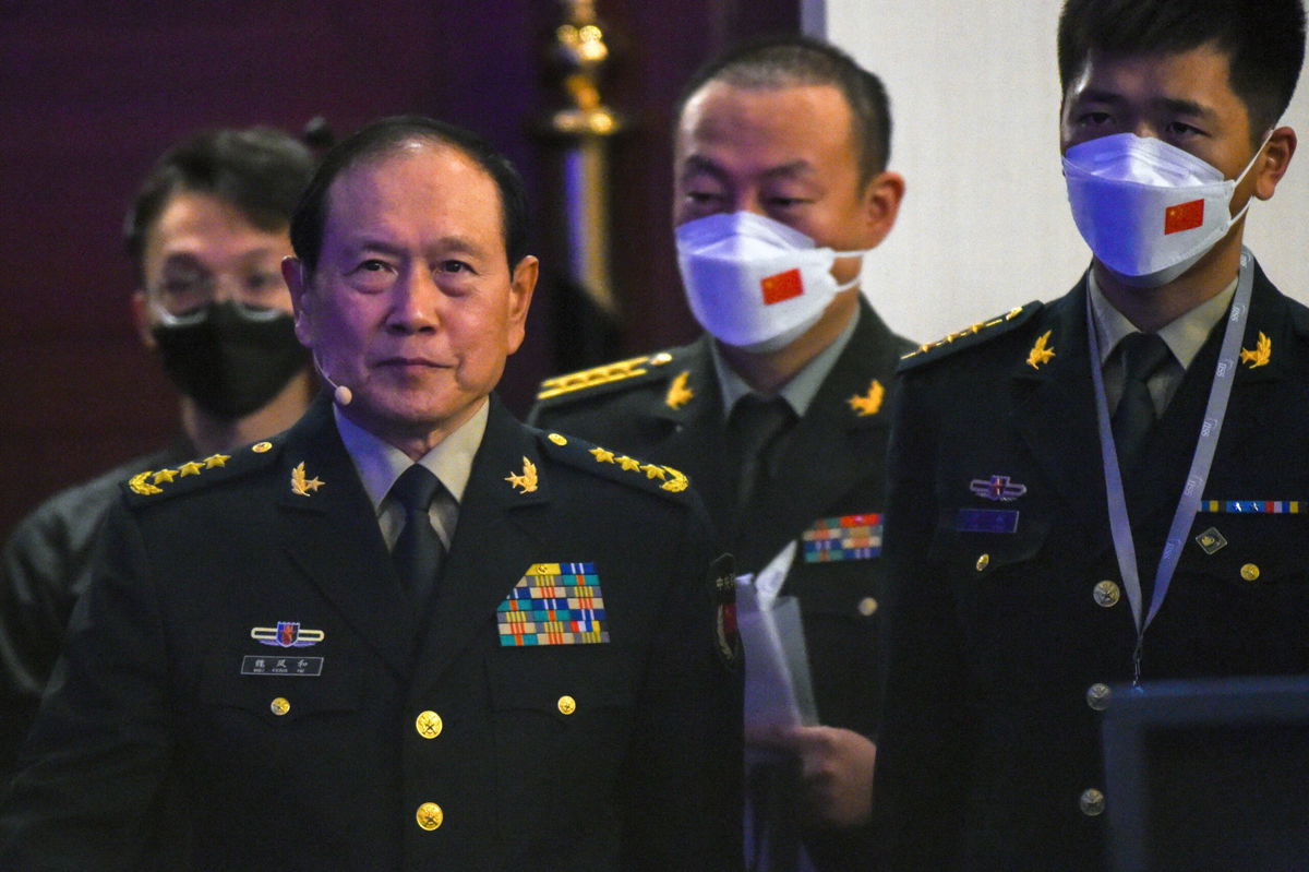 <i>Roslan Rahman/AFP/Getty Images</i><br/>China's Defense Minister Wei Fenghe at the Shangri-La Dialogue summit in Singapore on June 12.