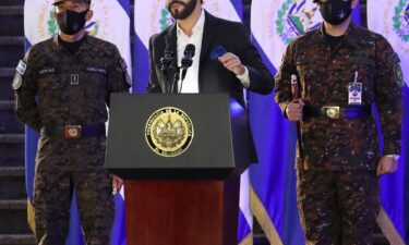 Salvadoran President Nayib Bukele speaks in front of the Salvadoran Armed Forces in San Salvador last July.