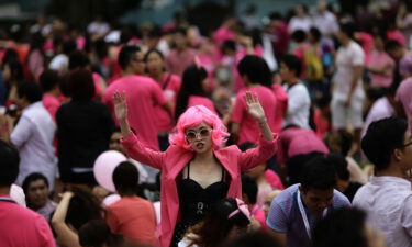 The sea of pink at Singapore's Hong Lim Park.