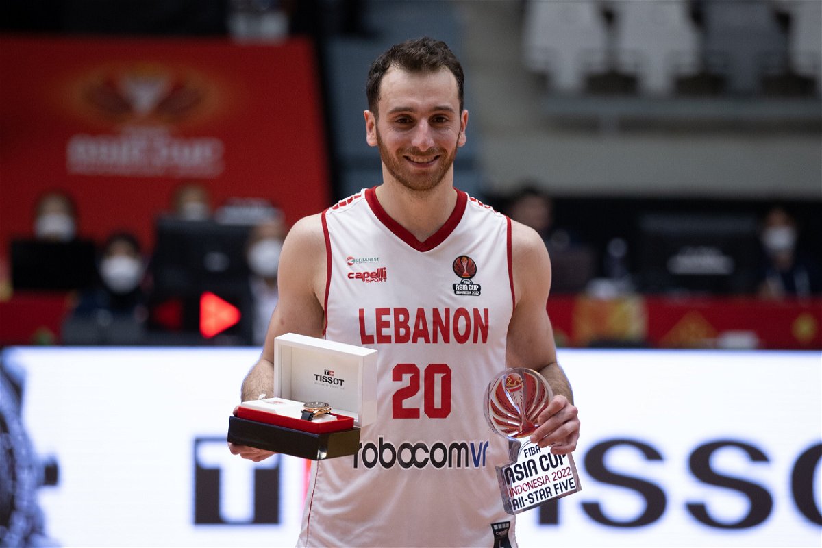 <i>Robertus Pudyanto/Getty Images</i><br/>Lebanese basketball player Wael Arakji wins the MVP award in the final of the FIBA Asia Cup