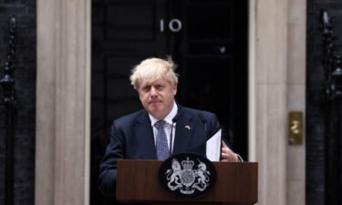 British Prime Minister Boris Johnson makes a resignation statement at Downing Street in London