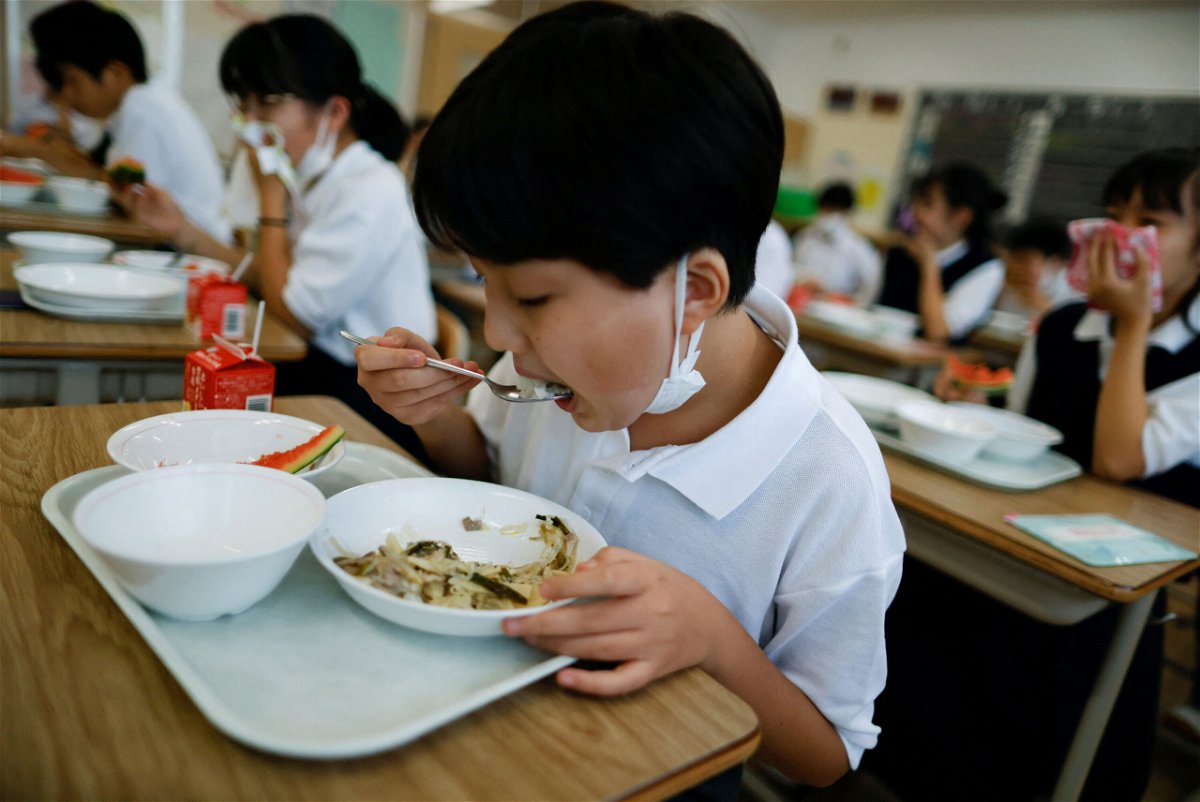 <i>Issei Kato/Reuters</i><br/>A student eats lunch at Senju Aoba Junior High School in Tokyo