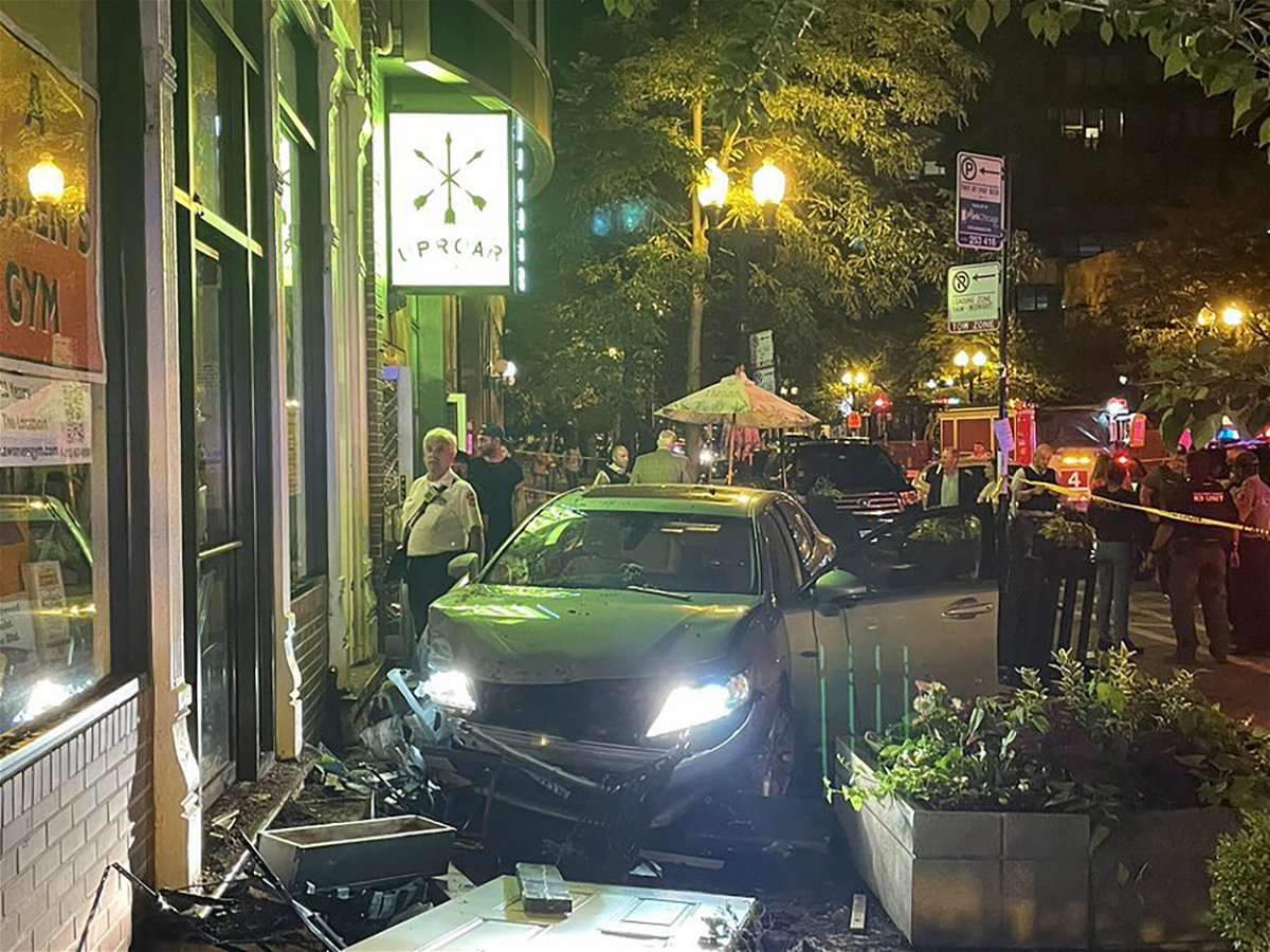 <i>Chicago Fire Media</i><br/>At least six people were injured Friday night after a car jumped the curb in Chicago's North Wells Street.