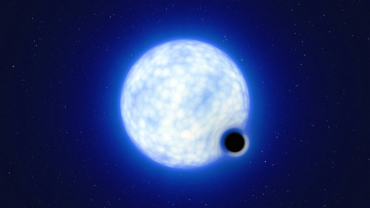 <i>ESO/L. Calçada</i><br/>This artist's impression shows what the binary system VFTS 243 might look like. The sizes of the two binary components are not to scale: In reality