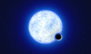 This artist's impression shows what the binary system VFTS 243 might look like. The sizes of the two binary components are not to scale: In reality